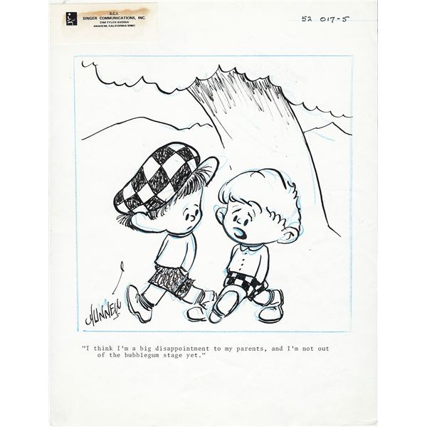 John F. Dunnett hand drawn and signed sketch