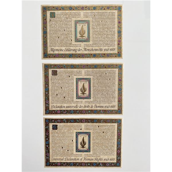 1988 United Nations set of 3 stamps