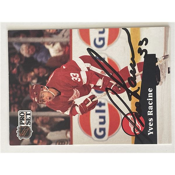 Detroit Red Wings Yves Racine 1991 Pro Set #54 signed trading card
