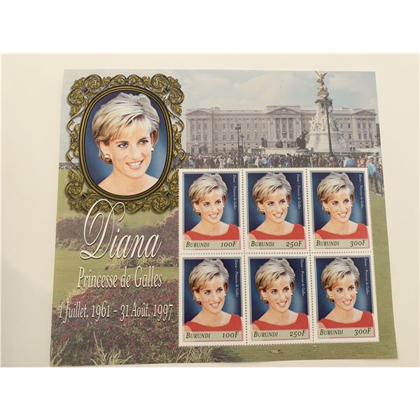Burundi Diana Princess of Wales commemorative stamp set