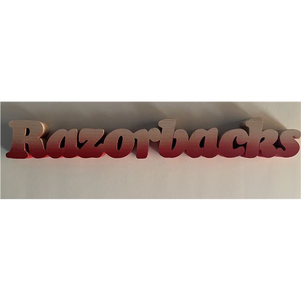 Arkansas Razorbacks wood block sign. 2x14 inches