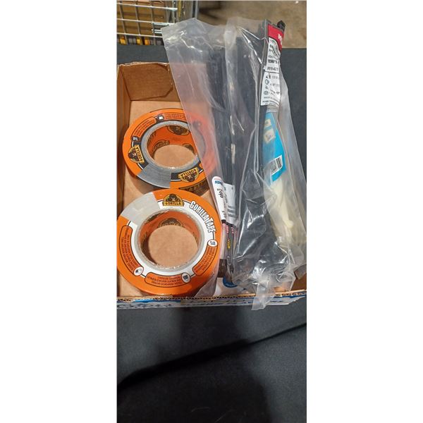 TWO ROLLS OF GORILLA TAPE AND ZIP TIES