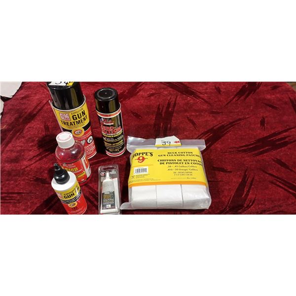 SIX PIECE GUN LUBE AND CLEANING SUPPLIES