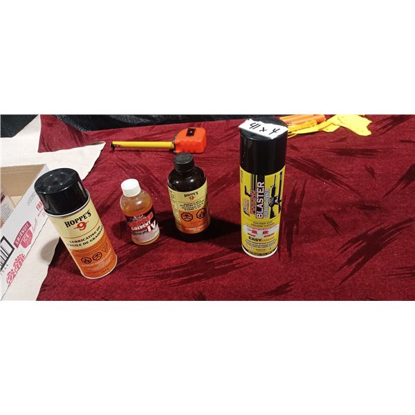 FOUR PIECE GUN LUBE AND CLEANING SUPPLIES