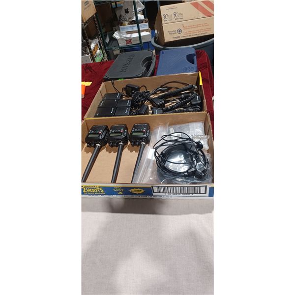 THREE MIDLAND 75-822 CB RADIOS COMES WITH FOUR EXTRA BATTERIES, 110V/220V CHARGERS AND HEADPHONE/MIC