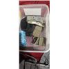 Image 8 : CONTAINER WITH ASSORTED POUCHES, STRAPS, AND AMO CLIP HOLDER