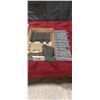 Image 1 : CONTAINER WITH ASSORTED POUCHES, STRAPS, AND AMO CLIP HOLDER