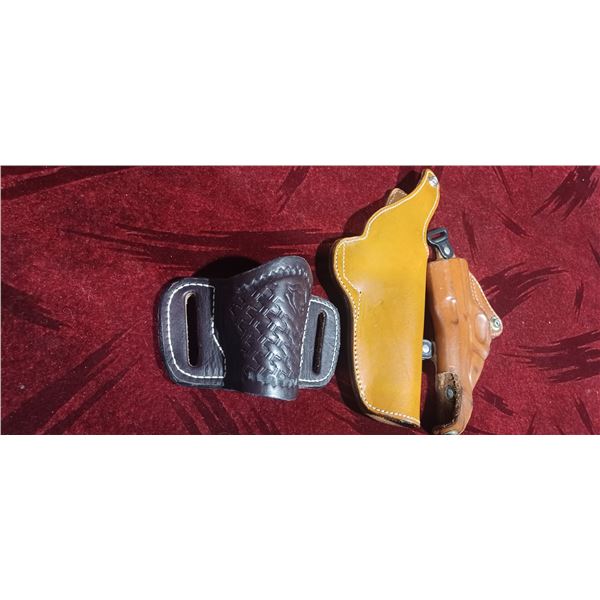 THREE LEATHER HOLSTER'S - BROWN