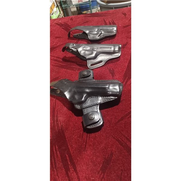 THREE LEATHER HOLSTER'S - BLACK