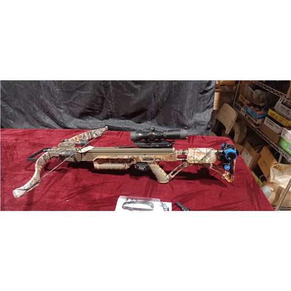 EXCALIBRE BULLDOG 360 CROSSBOW COMES WITH EXCALIBRE VARIABLE VELOCITY ADJUSTABLE SCOPE, COCKING DEVI