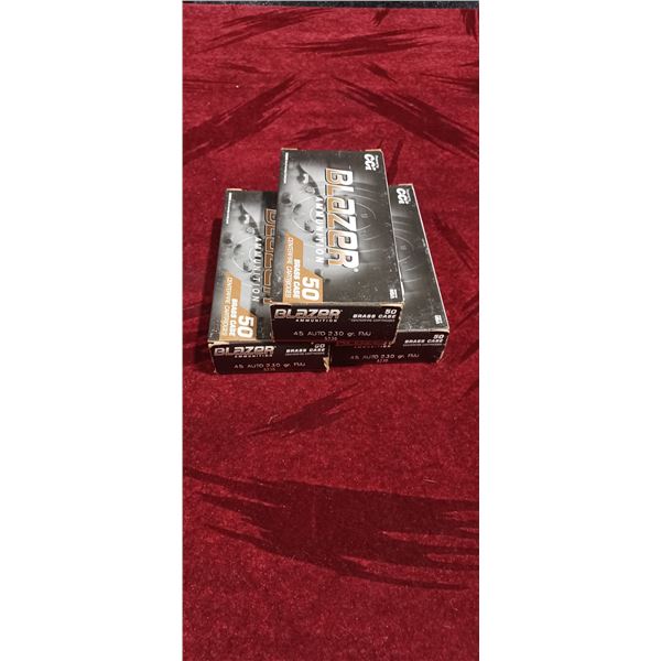 THREE BOXES OF .45 AUTO 230GR BLAZER (150 ROUNDS)