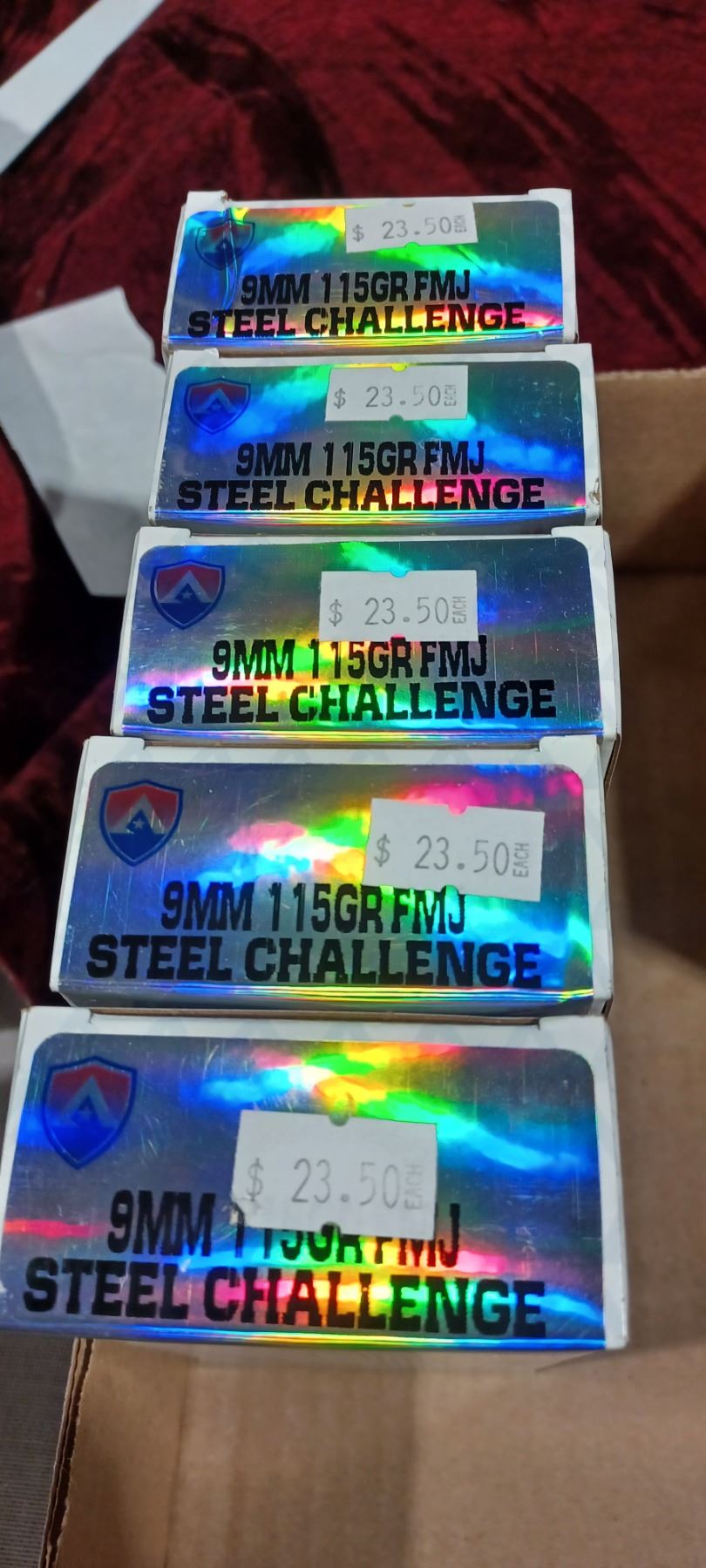 FIVE BOXES OF 9MM FMJ SELECT (250 ROUNDS)