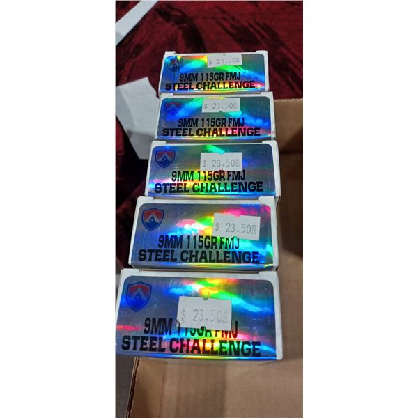 FIVE BOXES OF 9MM FMJ SELECT (250 ROUNDS)