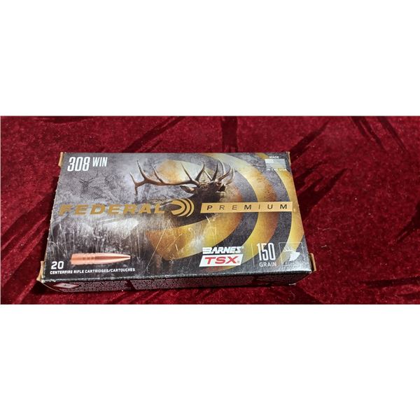 BOX OF FEDERAL PREMIUM .308 WIN 150GR BARNES TSX