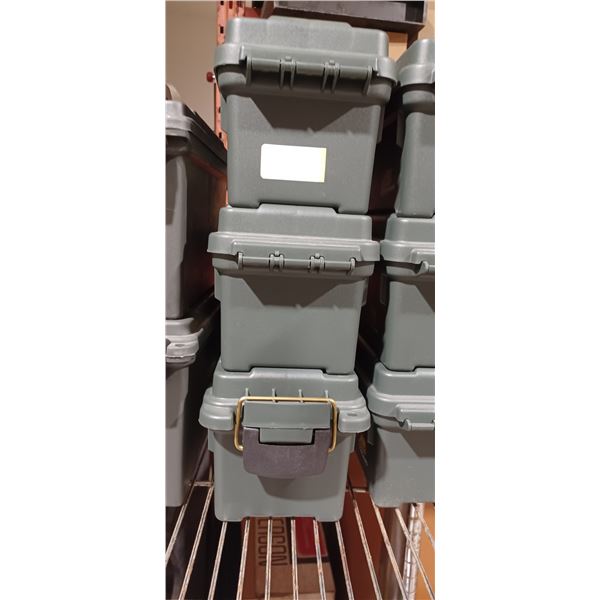 THREE SMALL PLASTIC AMMO STORAGE BOXES