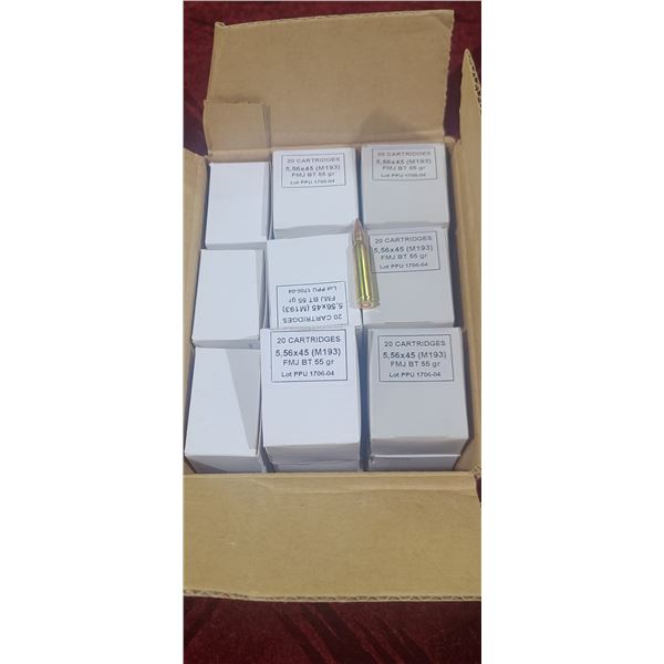 480 ROUNDS 5,56 X 45MM 55GR FMJ BT (24 BOXES X 20 ROUNDS) - M193