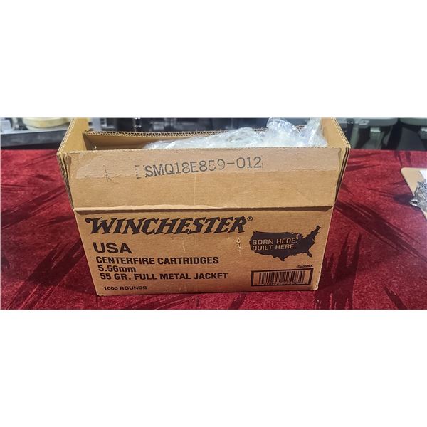 1,000 ROUNDS OF WINCHESTER 5,56 X 45MM 55GR FMJ (MAY OR MAY NOT BE EXACTLY 1,000 ROUNDS AS BOX WAS O