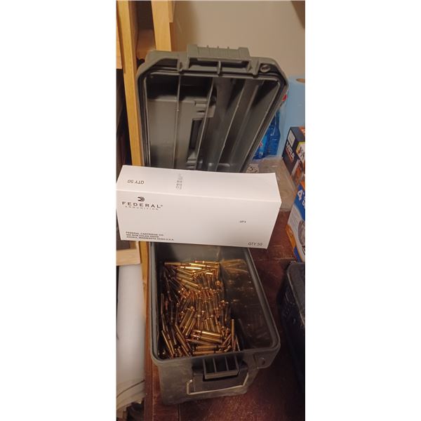 LARGE BOX OF 12GA SLUGS, APPROX 200- 223  SHELLS IN PVC AMMO BOX