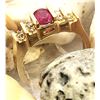 Image 3 : 14K Yellow Gold Ruby and Diamond Band Ring