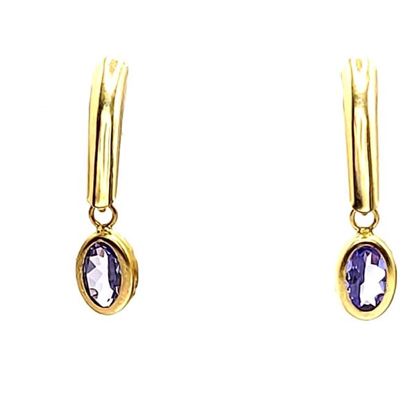 14K Yellow Gold Dangling Tanzanite Earrings