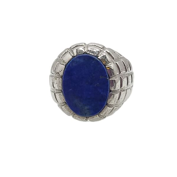 Man's Denim Lapis Ring in Sterling Silver