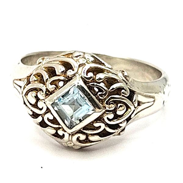 Square-Cut Sky Blue Topaz Well-Made Ring .925