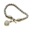 Image 1 : Sterling Silver Toggle Bracelet with Dangling Pave' Diamond Heart