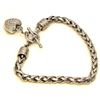 Image 2 : Sterling Silver Toggle Bracelet with Dangling Pave' Diamond Heart