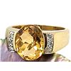 Image 1 : Bezel-Set Honey-Colored Citrine and Diamond Ring