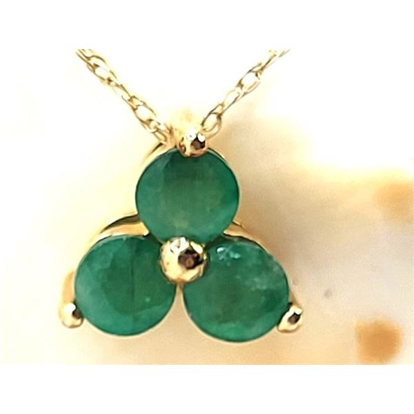 Genuine Emerald Trefoil Necklace