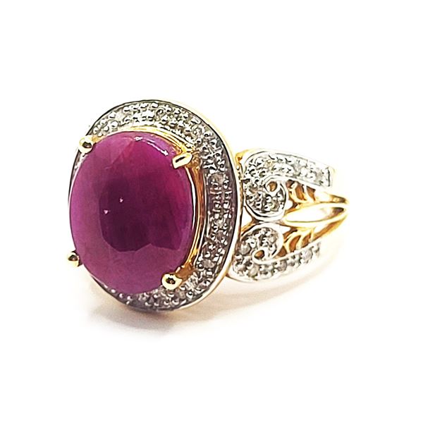 Large Ruby and Diamond Swirl Ring