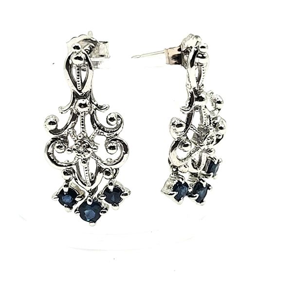 Blue Sapphire Dangling Earrings Diamond Accent