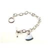 Image 2 : Sterling Silver Toggle Bracelet with Heart Dangle Tag