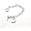 Image 3 : Sterling Silver Toggle Bracelet with Heart Dangle Tag