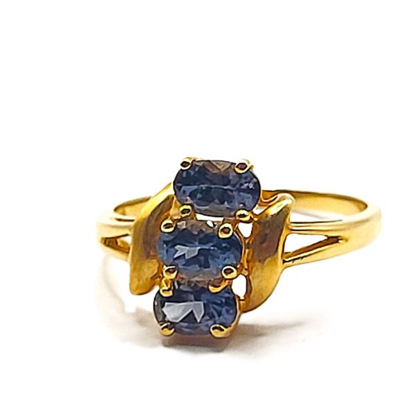 Mesmerizing, Genuine Purple Spinel 3-Stone Ring