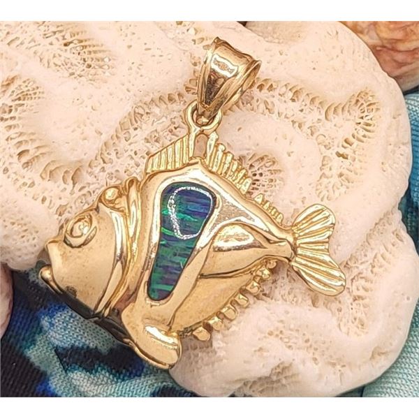 Adorable Baby Grouper Fish with Black Opal Inlay