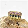 Image 4 : Multi-Colored Sapphire Concave Wide Band Ring