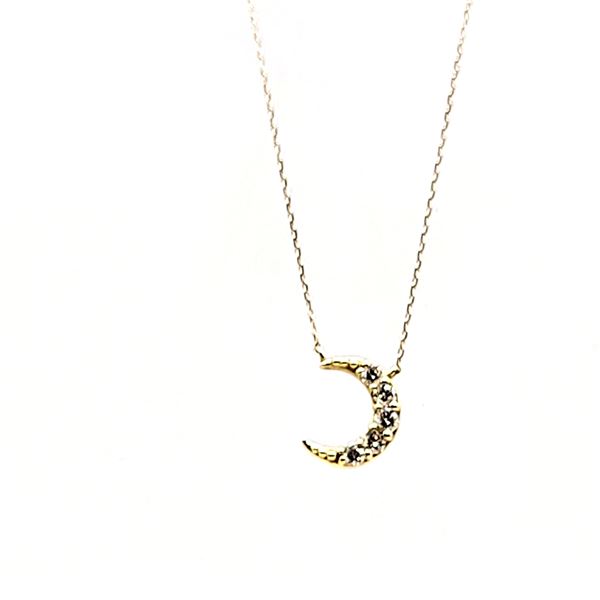 18K Minimalist Diamond Crescent Necklace