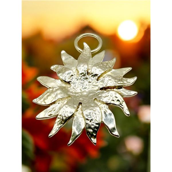 Sterling Silver Sunflower Pendant Italian Silver