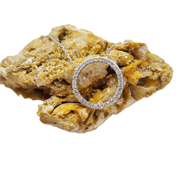 18K Diamond Circle Necklace Adjustable