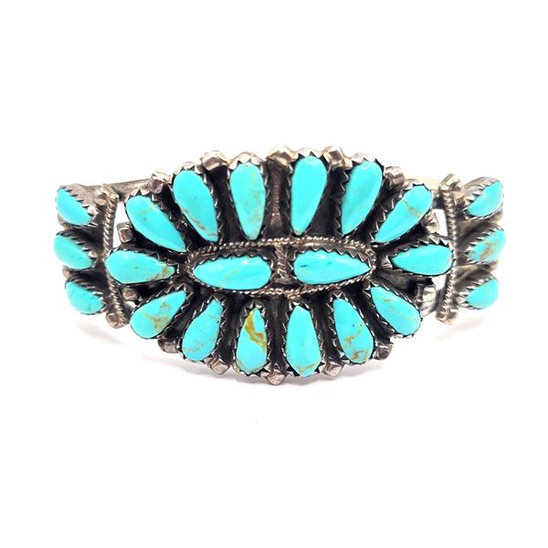 P. Jones Navajo Petit Point Turquoise Cuff .925