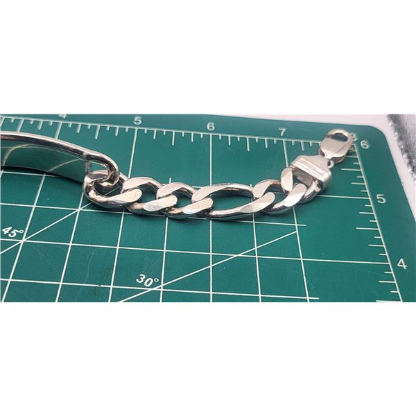 Heavy Sterling Silver ID Bracelet 9"