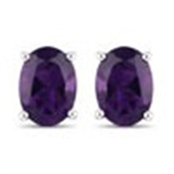Oval-Cut Amethyst Solitaire Earrings .925