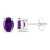 Image 2 : Oval-Cut Amethyst Solitaire Earrings .925