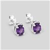 Image 4 : Oval-Cut Amethyst Solitaire Earrings .925