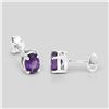 Image 6 : Oval-Cut Amethyst Solitaire Earrings .925