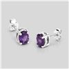 Image 7 : Oval-Cut Amethyst Solitaire Earrings .925