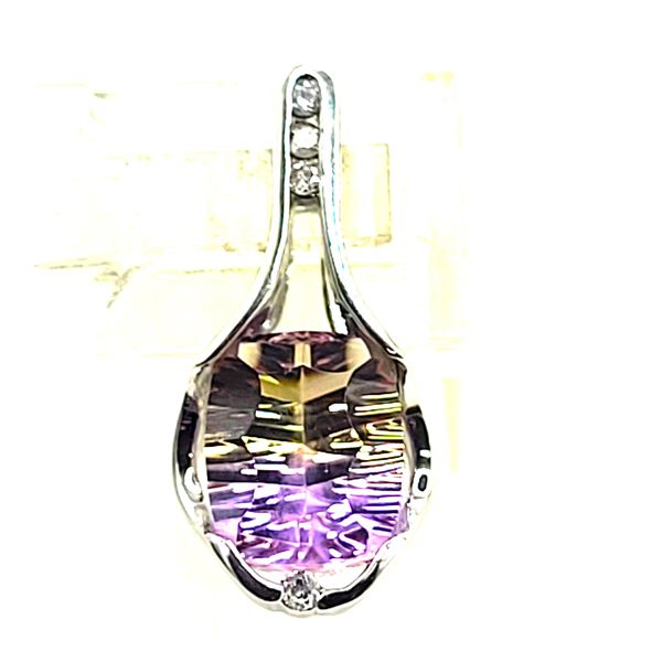 Fancy-Cut Unique Ametrine and Diamond Pendant
