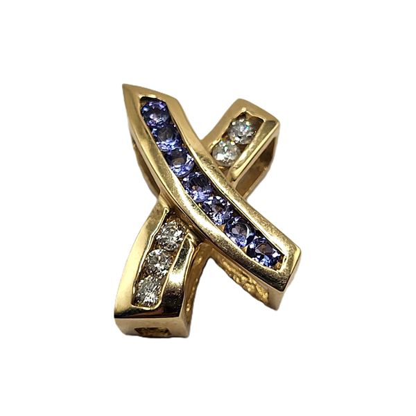 14K White Gold "Kiss" X Tanzanite Pendant