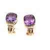 Image 3 : Cushion-Cut Amethyst and Diamond Earrings